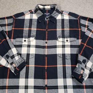 VINTAGE Polo Jeans Co Shirt Adult Large Black Ralph Lauren Flannel Plaid Men L